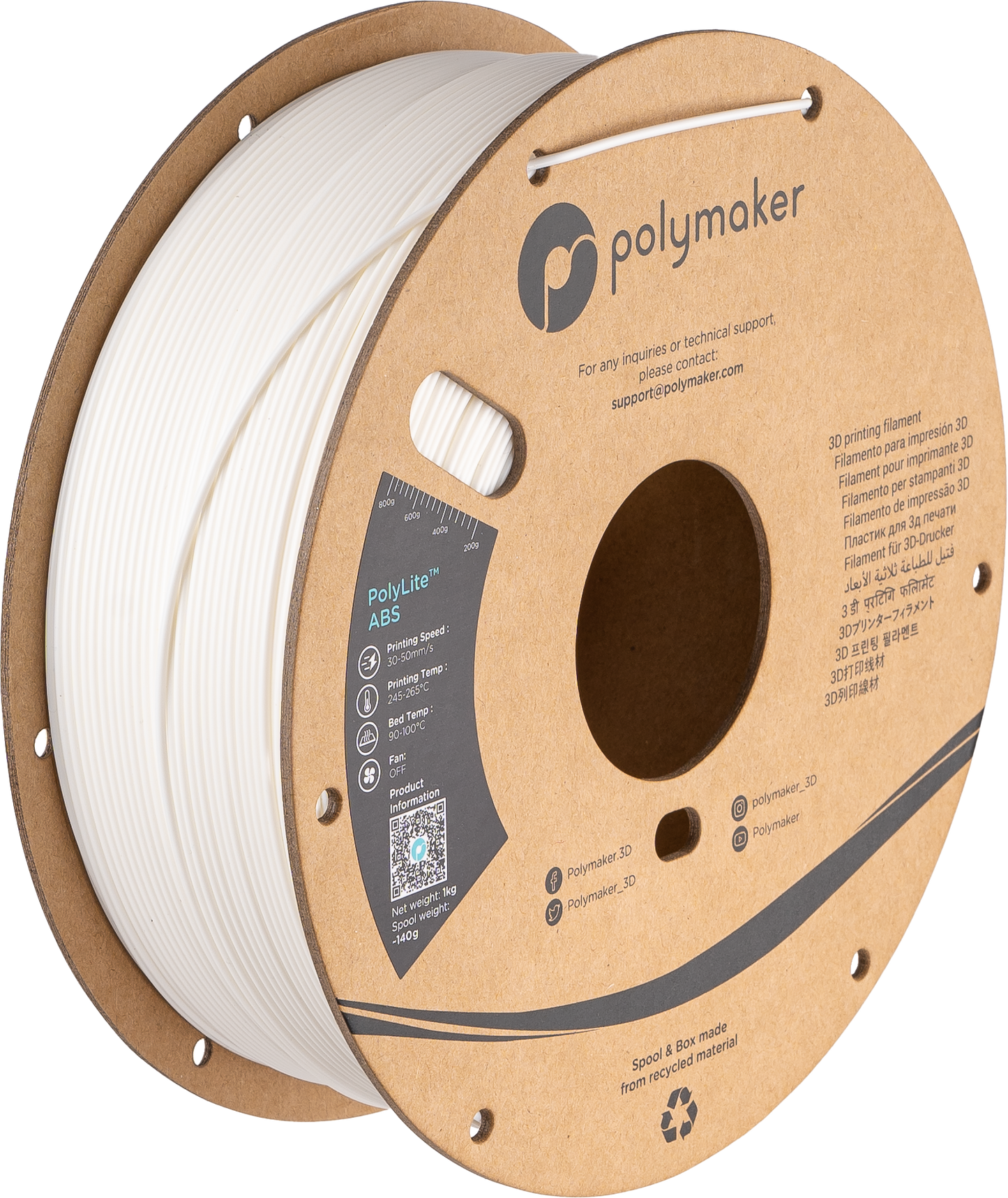 Polymaker ABS Filament - 1.75mm, Polylite 1kg