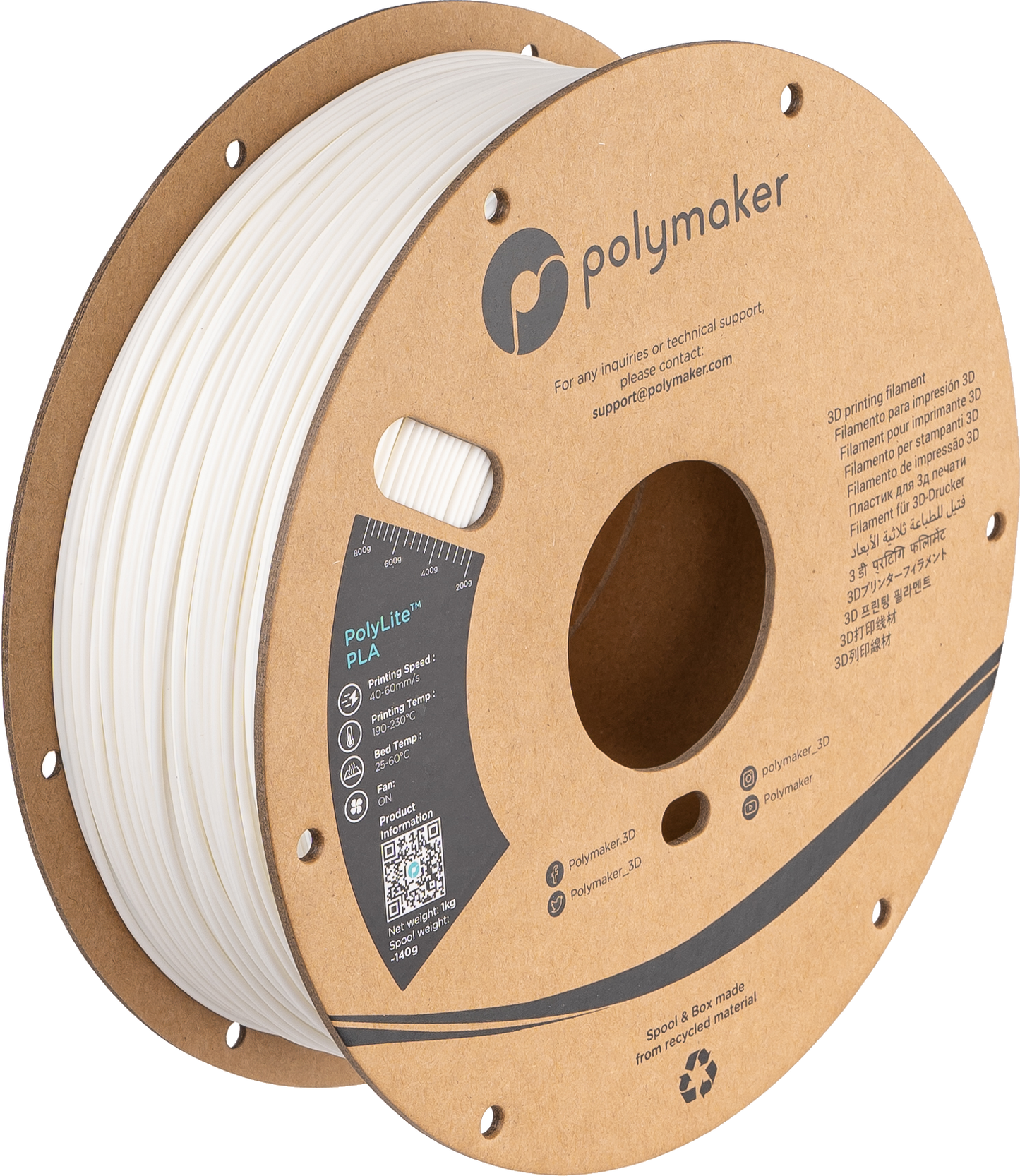 Polymaker PLA Filament - 1.75mm, PolyLite 1kg